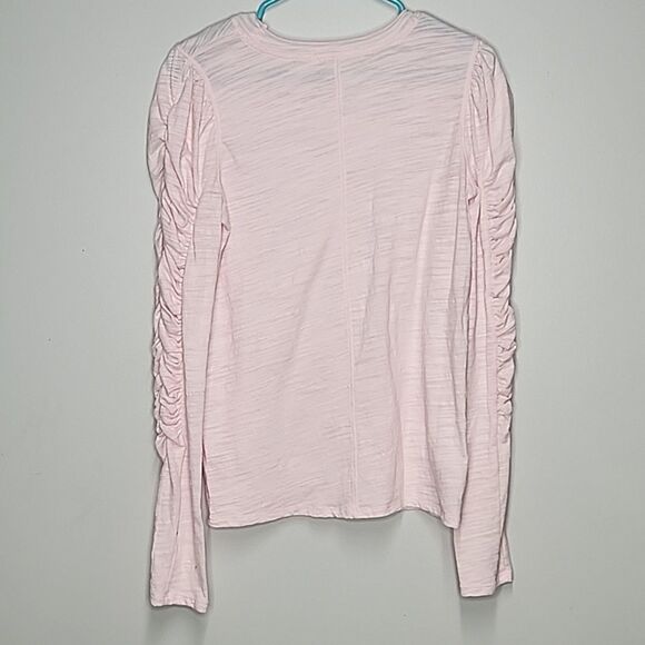 Free People Natasha Ruffle Rouched Long Sleeve Top In Light Pink Womens S - Picture 5 of 6